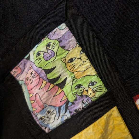 Vintage Cat Patchwork Quilted Sweatshirt Dopamine Dressing Jerzees XL 90's - Picture 10 of 10